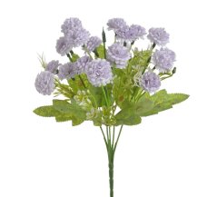 Kytice drobných kvítků s listy a doplňky, Ø kvítku 2,5cm, dl. kytice 34cm