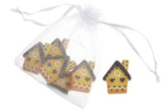 Vánoční dekorace perníkový domek 3cmLx0,8cmWx3,5cmH - 6ks