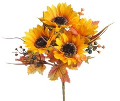 Kytice umělých slunečnic s pěti květy a doplňky dl. 30cm