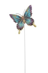 Dekorace plechový motýl 10cmLx9,5cmWx38cmH - zápich