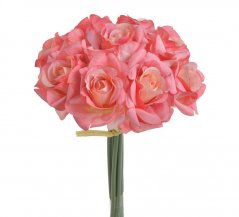 Růže s listy svazek 9 stonků, dl. 28 cm, barva 01