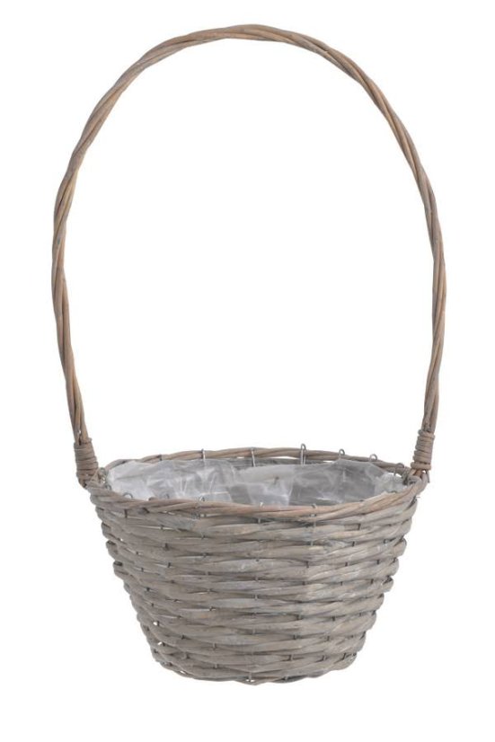 Proutěný košík pletený na drátěnou konstrukci  Ø 28/H19/60cm