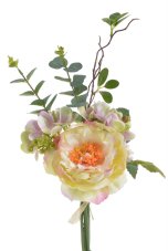 Kytice míchaná z hortenzie, pivoňky, růže a doplňků, dl. 45cm