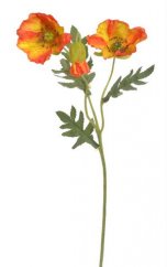 Umělý vlčí mák 67 cm, 2 květy + poupě - oranžovo žlutá 09