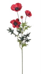 Umělý vlčí mák 3 květy Ø 9cm + poupě, dl. 75cm