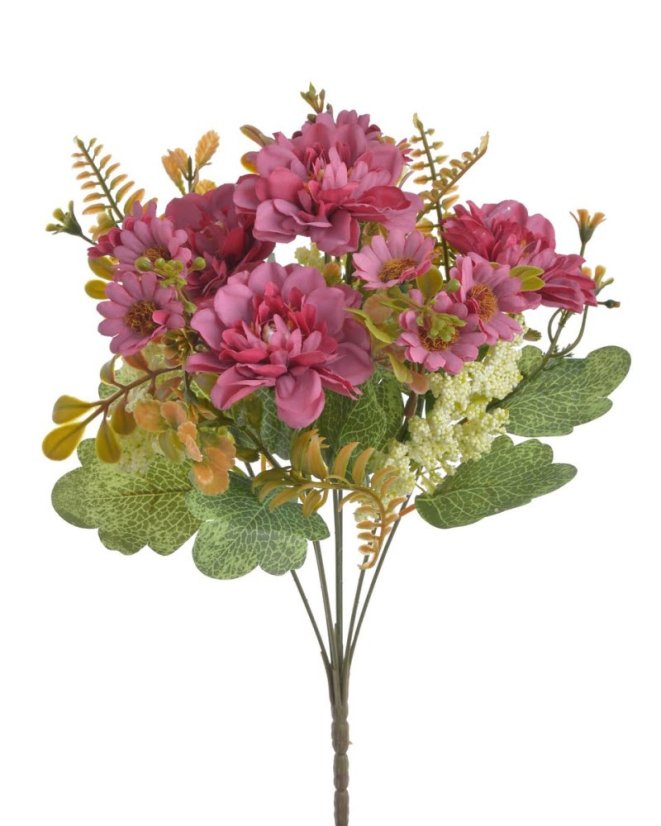 Kytice umělých květů s dalií a doplňky dl. 36cm