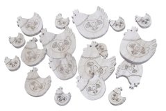 Velikonoční výseky různých velikostí ve tvaru slepice 3-7cm - 18ks