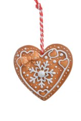 Vánoční dekorace srdce jako z perníku 7,5cmLx1cmWx7,5cmH - závěs