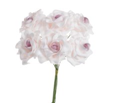 Hlavička pěnové růžičky na drátku Ø 6cm, drátek 25cm - 6ks