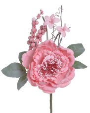 Květ umělé pivoňky s doplňky, květ Ø10cm/dl.zápich 23cm_13