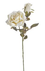 Umělá rozkvetlá růže s 1 květem a 1 poupětem, květ Ø 10cm, celkem dl.49 cm