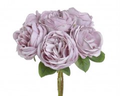Růže s listy, svazek 6 stonků, dl. 28 cm, barva 25