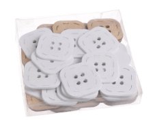 Dekorace dřevěný knoflík - nálepka - dvě barvy 4 cm - 36ks