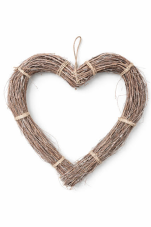 Přírodní dekorace proutěné srdce 7cm x H 50cm - závěs