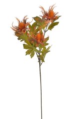 Větvička umělého bodláku s 3 květy - dl. 50cm