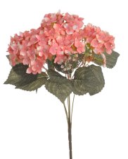 Kytice umělých hortenzií 7 květů s listy a doplňky, květ 10cm, dl.42cm