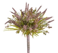 Umělá kytice mix vřesů a jiných travin s doplňky, dl. 34cm