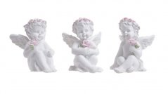 Sedící anděl s kytičkou 6,5cm - 3ks