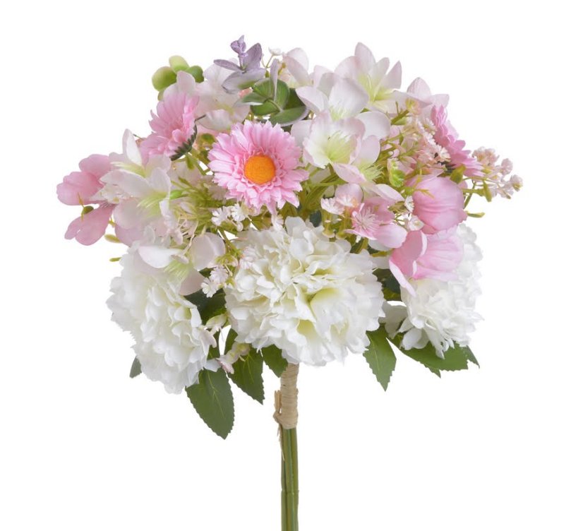 Umělá kytice mix karafiátů, hortenzií a drobných kvítků dl.32cm