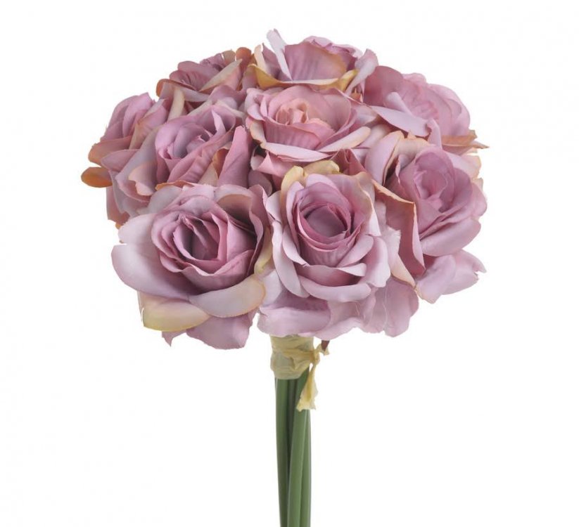 Růže s listy svazek 9 stonků, dl. 28 cm, barva 04A