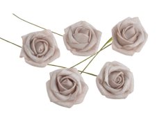 Hlavička pěnové růže na drátku 3,5/10cm - 12ks