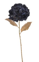 Kvetoucí umělá hortenzie na barveném stonku s listy, hlavička Ø 15cm, dl.70cm