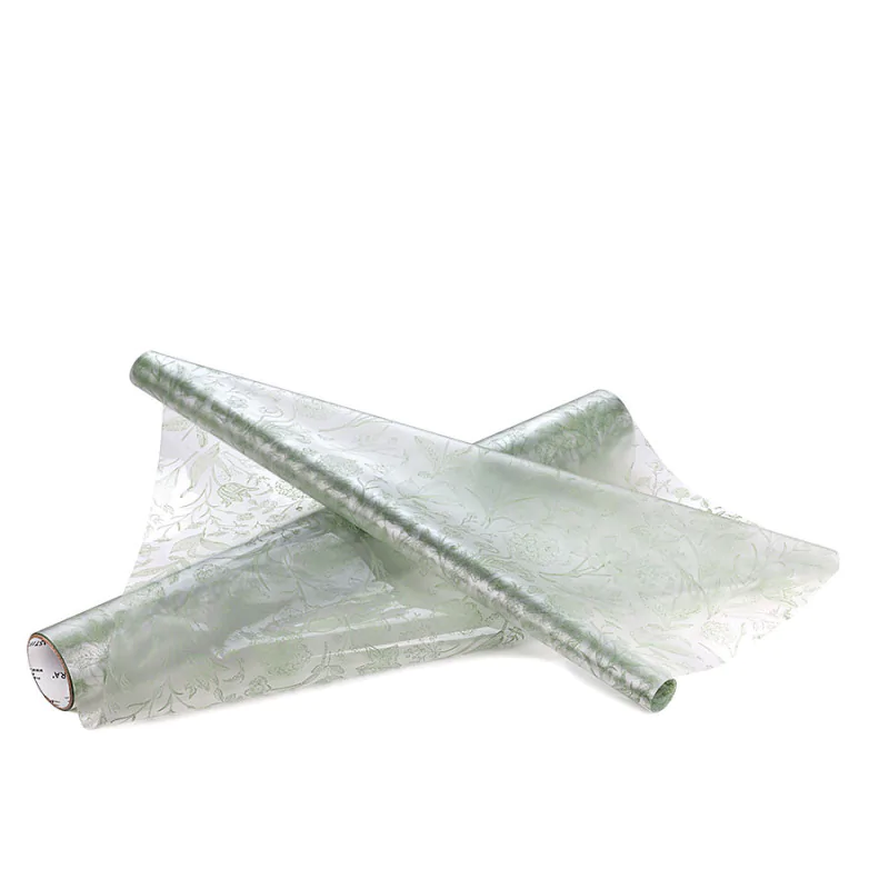 Flolie 50cm x 10m s potiskem - motiv polní květy - šedozelené