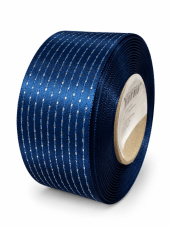 Atlasová stuha s metalickým prošitím 40 mm × 20 m – tmavě modrá