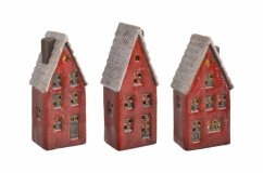 Dekorace svítící LED 2xLR44 keramický domek mix druhů 6cmLx5cmWx14,5cmH