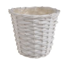 Proutěný košík s kovovou kostrou a s igelitem uvnitř Ø 18cm/H16 cm