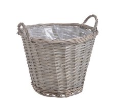 Proutěný košík s uchy a s igelitem uvnitř  33x27cmH