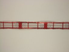 Kostkovaná stuha s metaloplastem, monofilem  a drátkem  1,5cm/25m