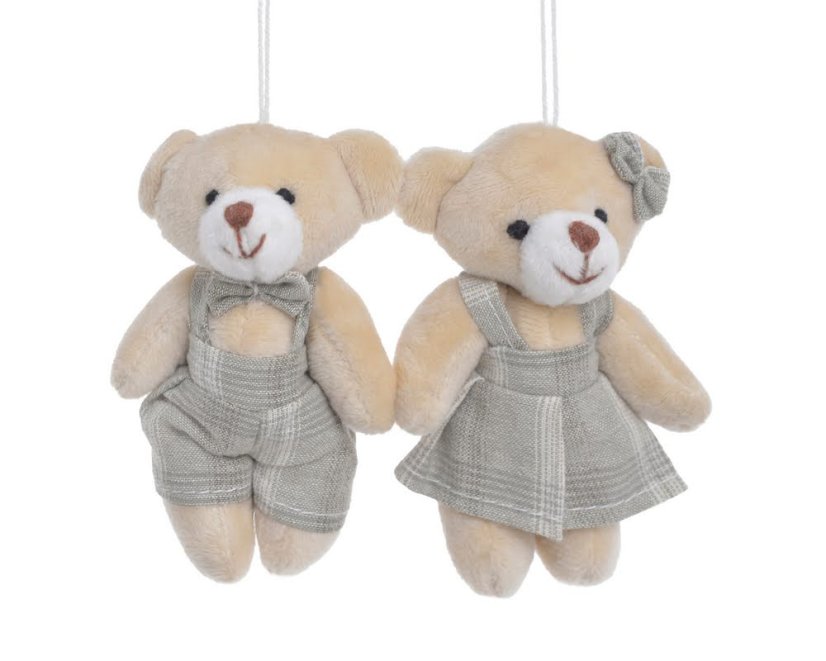 Závěsná dekorace medvídek 6,5cmLx5cmWx12cmH - 2ks