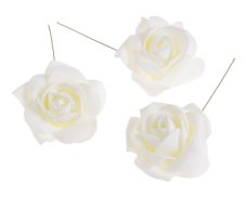 Hlavička pěnové růže na drátku Ø 6cm/dl.8cm - 8ks