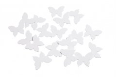 Malé dřevěné výseky - motýlci 5 cm, 18 ks, barva bílá