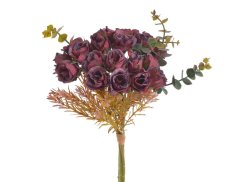 Kytička umělých růží 20 květů s listy a doplňky, hlava Ø 3,5cm, dl.32cm