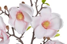 Větvička umělé magnolie s listy 4 květy + 2 poupata, dl. 116cm