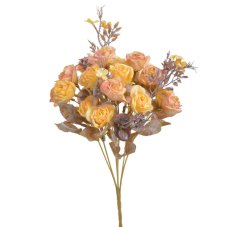 Kytice umělých růží 30 cm – žluto-meruňková