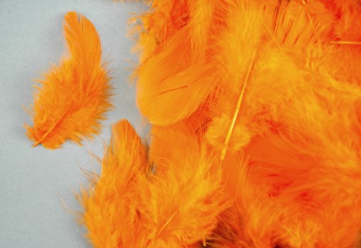 Přírodní barvené peří 7 - 12 cm - Barva: Oranžová