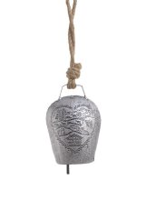 Dekorace plechový barvený kravský zvon s ornamenty (10cmLx5,5cmWx14cmH) 31cmH