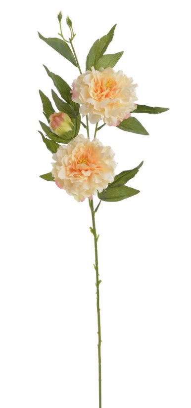 Umělá pivoňka s 2květy a poupětem, květ Ø12cm/ celková dl.89cm
