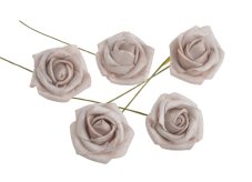 Hlavička pěnové růže na drátku 3,5/10cm - 12ks