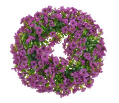 Dekorační věnec z umělých kvítků a eukalyptu Ø 50cm