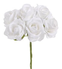 Pěnové růže na drátku, hlavička 8cm, drátek 25cm - 6 ks