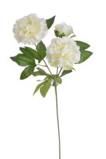Umělá pivoňka na stonku, 2 květy a poupě, hlavička Ø11cm/dl.62cm
