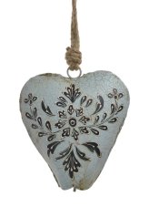Dekorace plechový barvený kravský zvon s ornamenty  22x12cm..16cmLx6,5cmWx17cmH