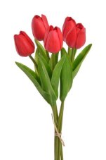 Svazek pěnových tulipánů s listy hlavička 4,5cm, dl. 32cm - 5ks