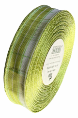 Tkaná kostková stuha se vzorem a drátem 25mm/25m