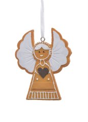 Vánoční dekorace anděl jako z perníku .7,5cmLx1cmWx9cmH