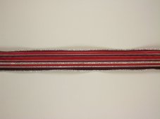 Atlasová tkaná stuha se stříbrnými proužky 2,5 cm / 25 m.